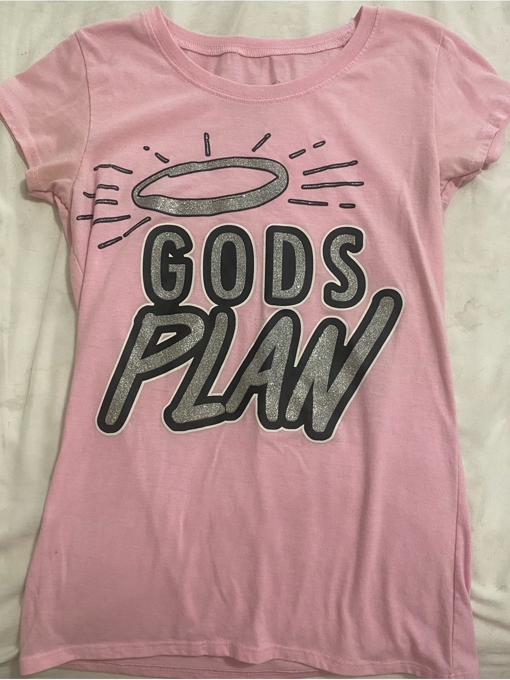 Pink 'Gods Plan' Short Sleeve Graphic Tee